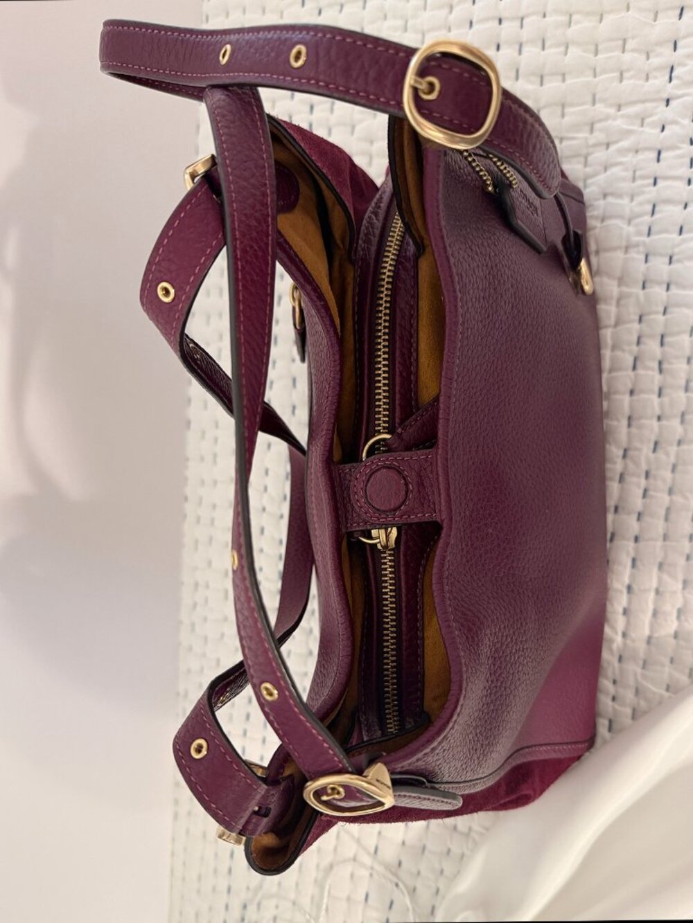 COACH LORI LEATHER & SUEDE SHOULDER BAG - Picture 2 of 12